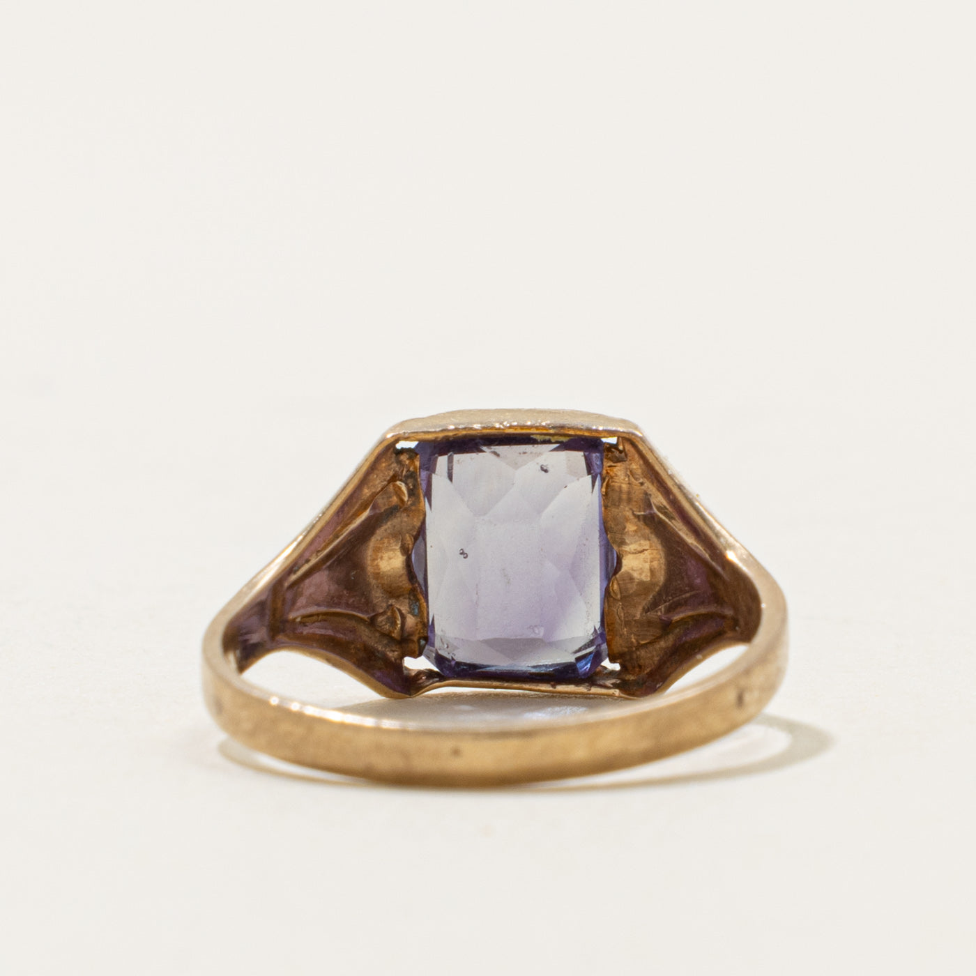 10k Synthetic Sapphire Grooved Tapered Ring | 2.00ct | SZ 6