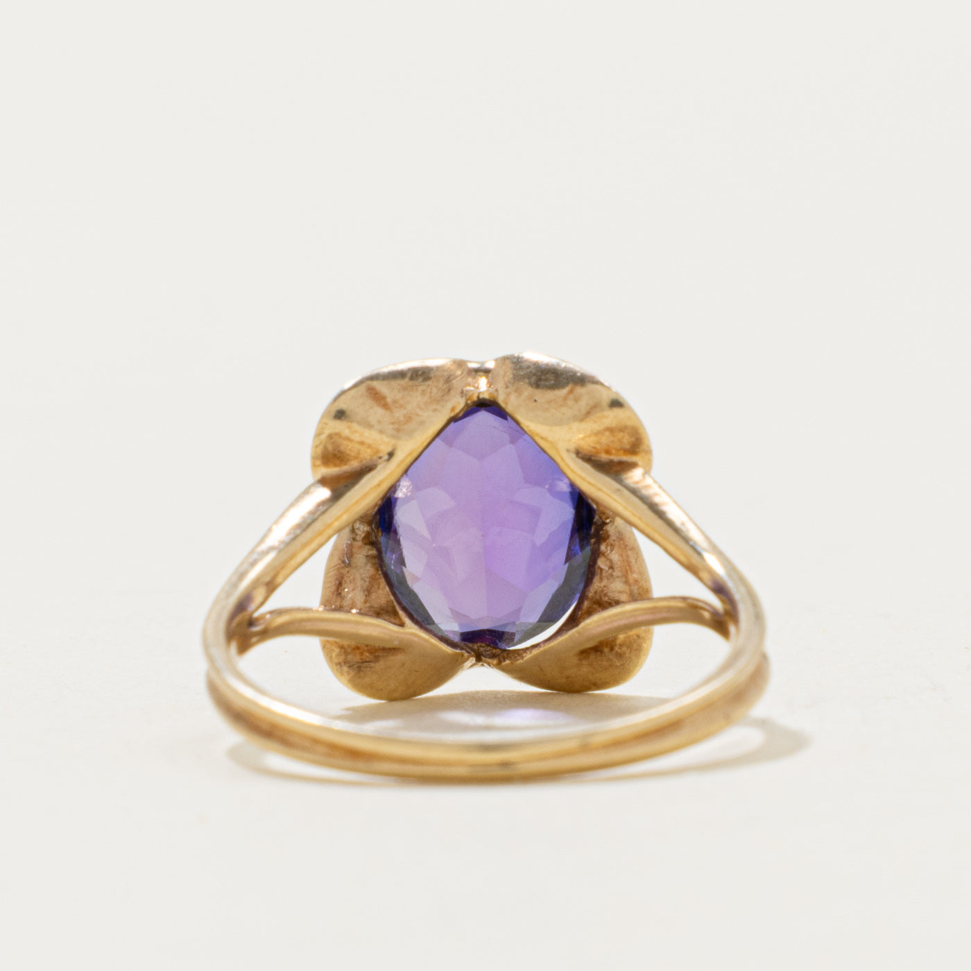 10k Solitaire Synthetic Sapphire Floral Ring | 2.30ct | SZ 6.25