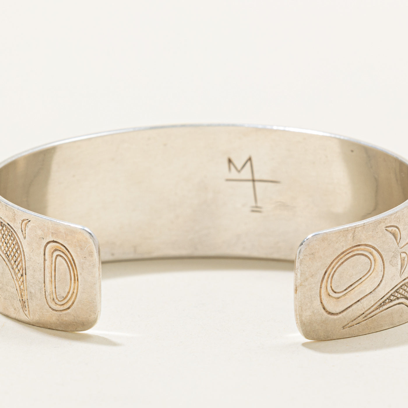 'Marvin Tallio' Sterling Silver Indigenous Carved Orca Cuff | 5.5"