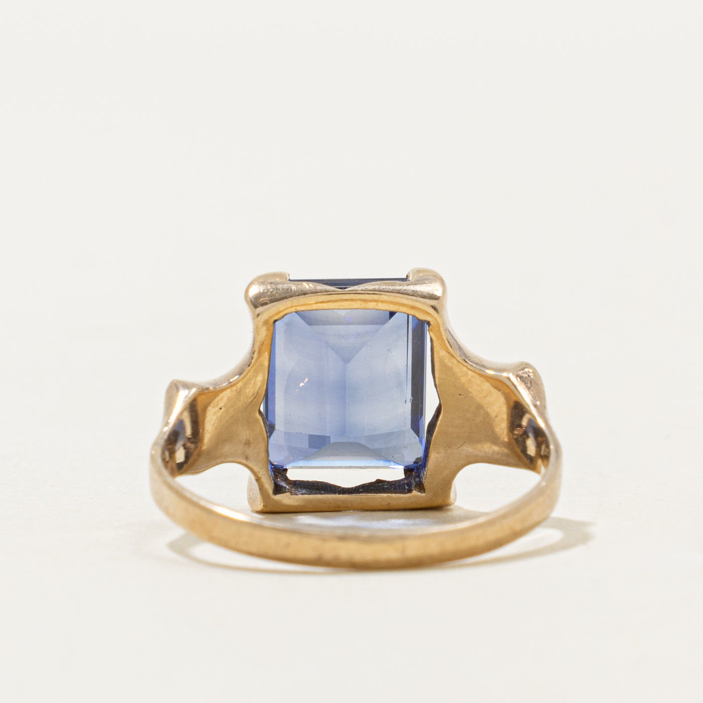 10k Solitaire Synthetic Sapphire Ring | 3.25ct | SZ 7.5