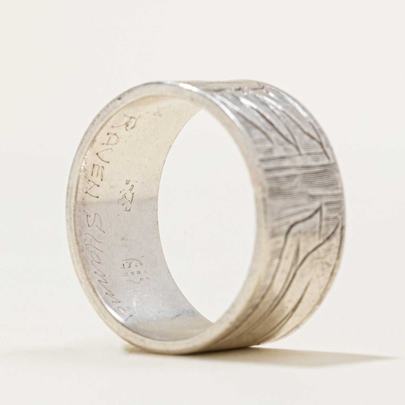 Sterling Silver Indigenous Carved Raven Ring | 10mm | SZ 8.5