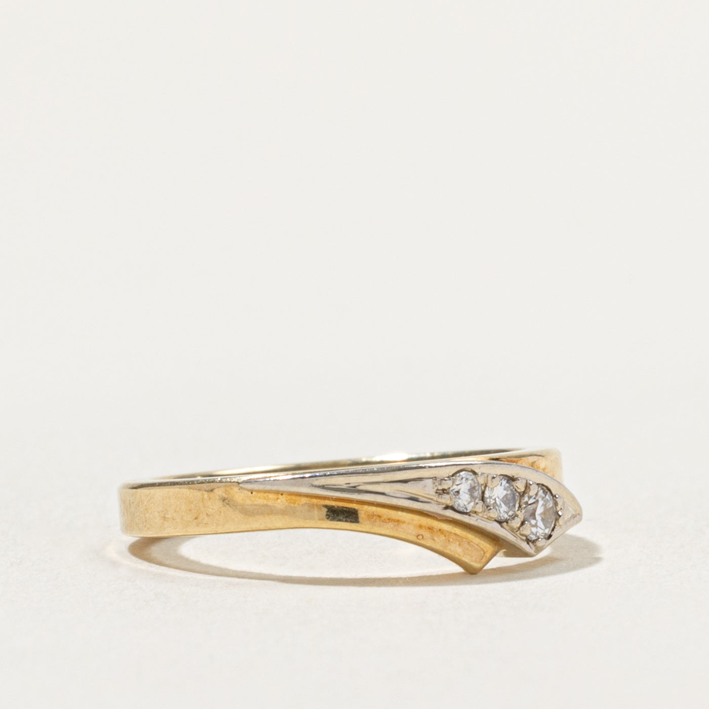 14k Three Stone Diamond Geometric Ring | SZ 4