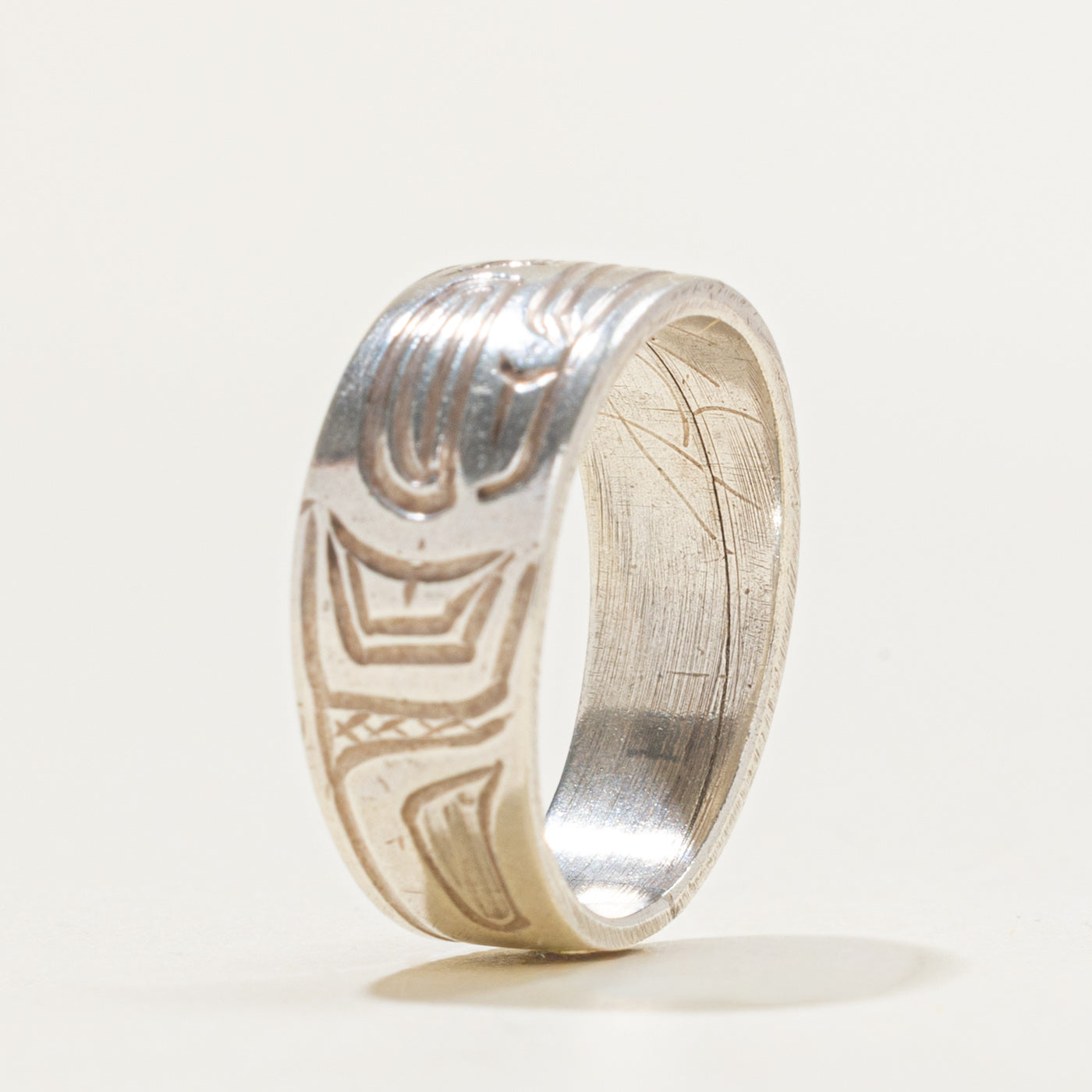 Sterling Silver Indigenous Carved Raven Ring | SZ 4.5