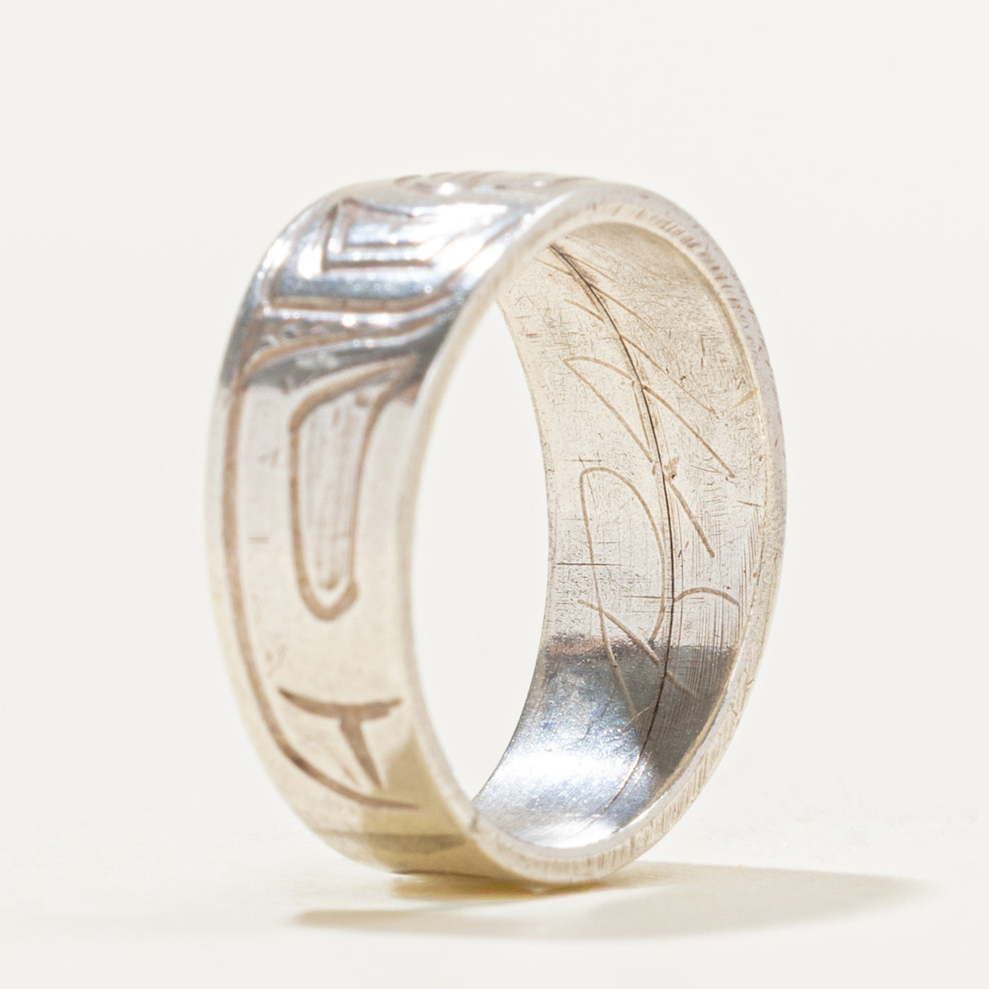 Sterling Silver Indigenous Carved Raven Ring | SZ 4.5