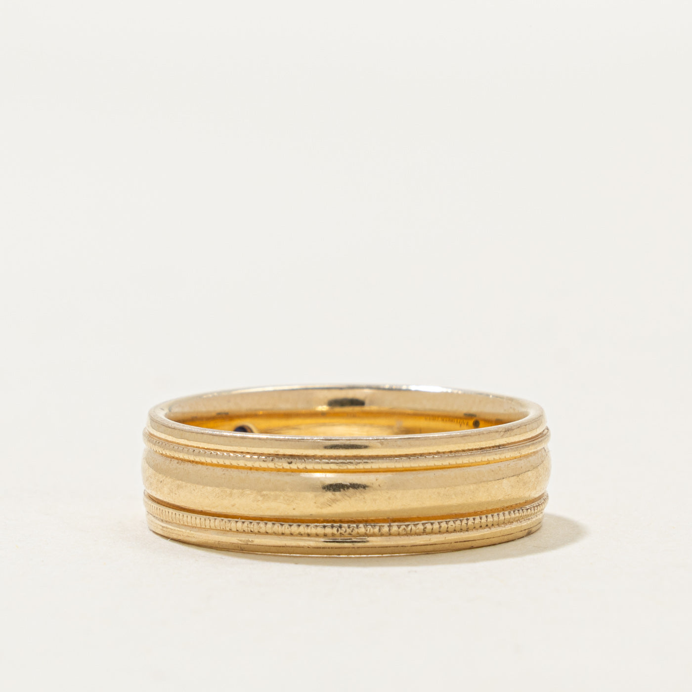 ‘Vera Wang’ 14k Hidden Sapphire Milgrain Band | 0.01ct | 6.25mm | SZ 9