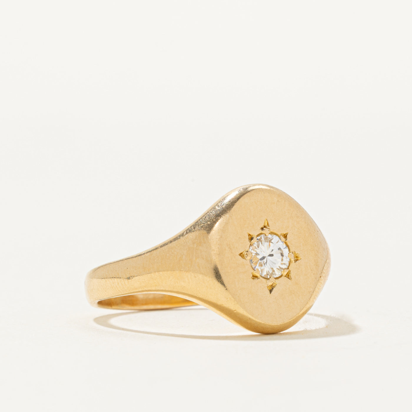 Edwardian 1918 London Star Set Diamond Signet Ring | 0.42ct SI2 H/I | 12.75