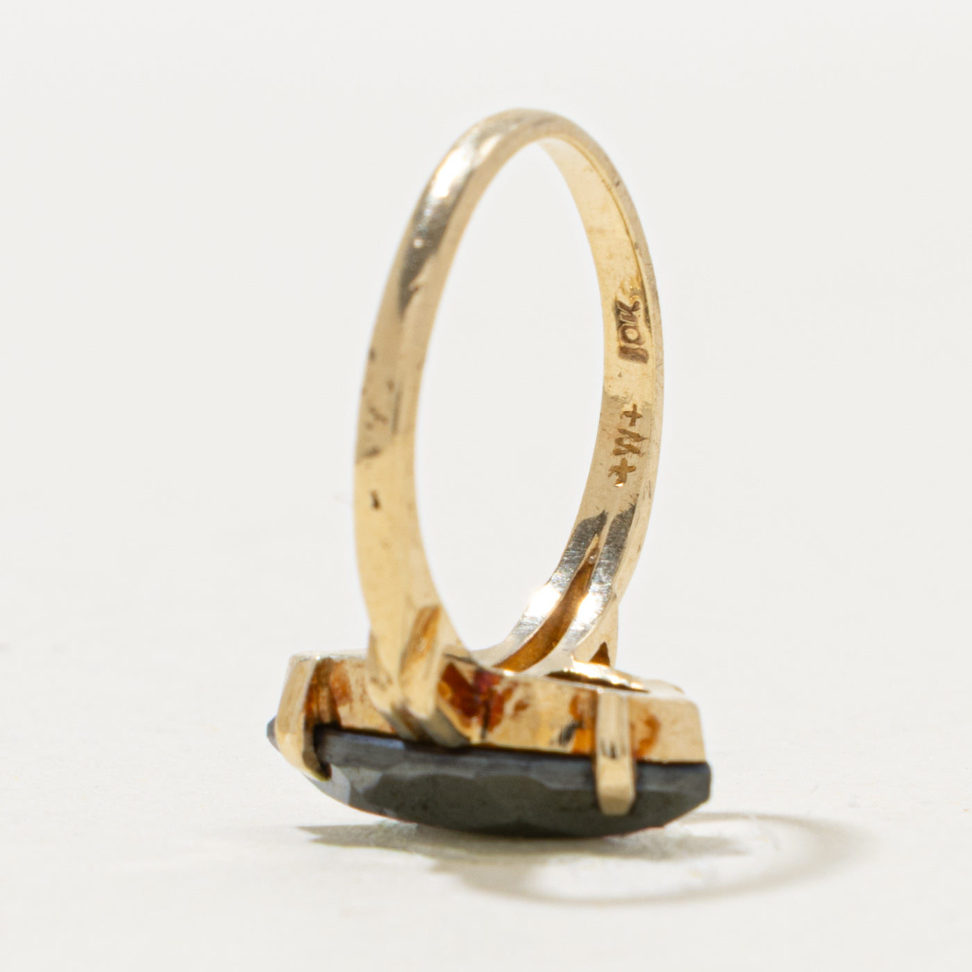 10k Marquise Cut Hematite Ring | 3.20ct | SZ 5.5