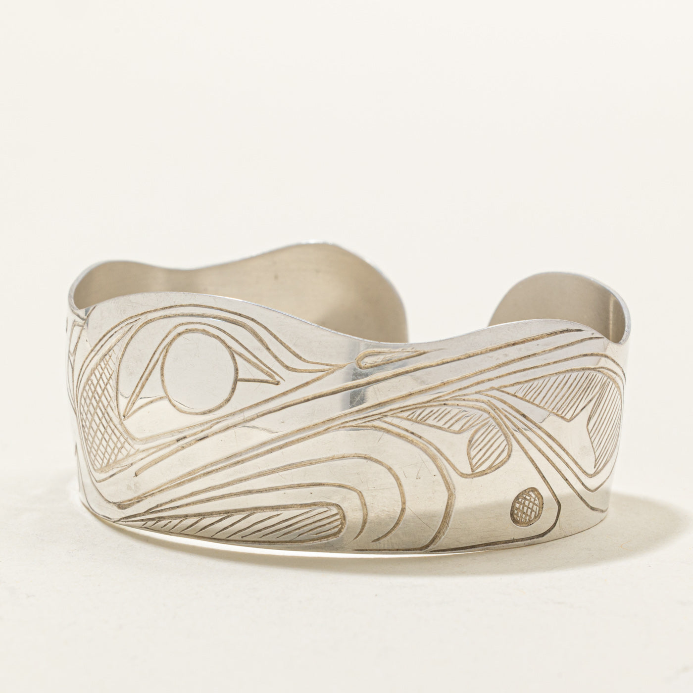Sterling Silver Indigenous Carved Hummingbird Cuff | 6"