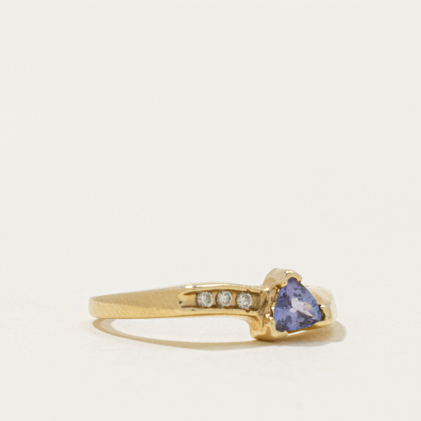 14k Trillion Cut Tanzanite & Diamond Accented Ring | 0.20ct, 0.02ctw | SZ 6.5