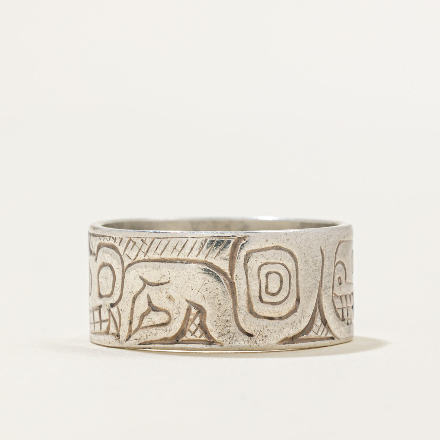 Sterling Silver Indigenous Bear Ring | 8.4mm | SZ 6.5