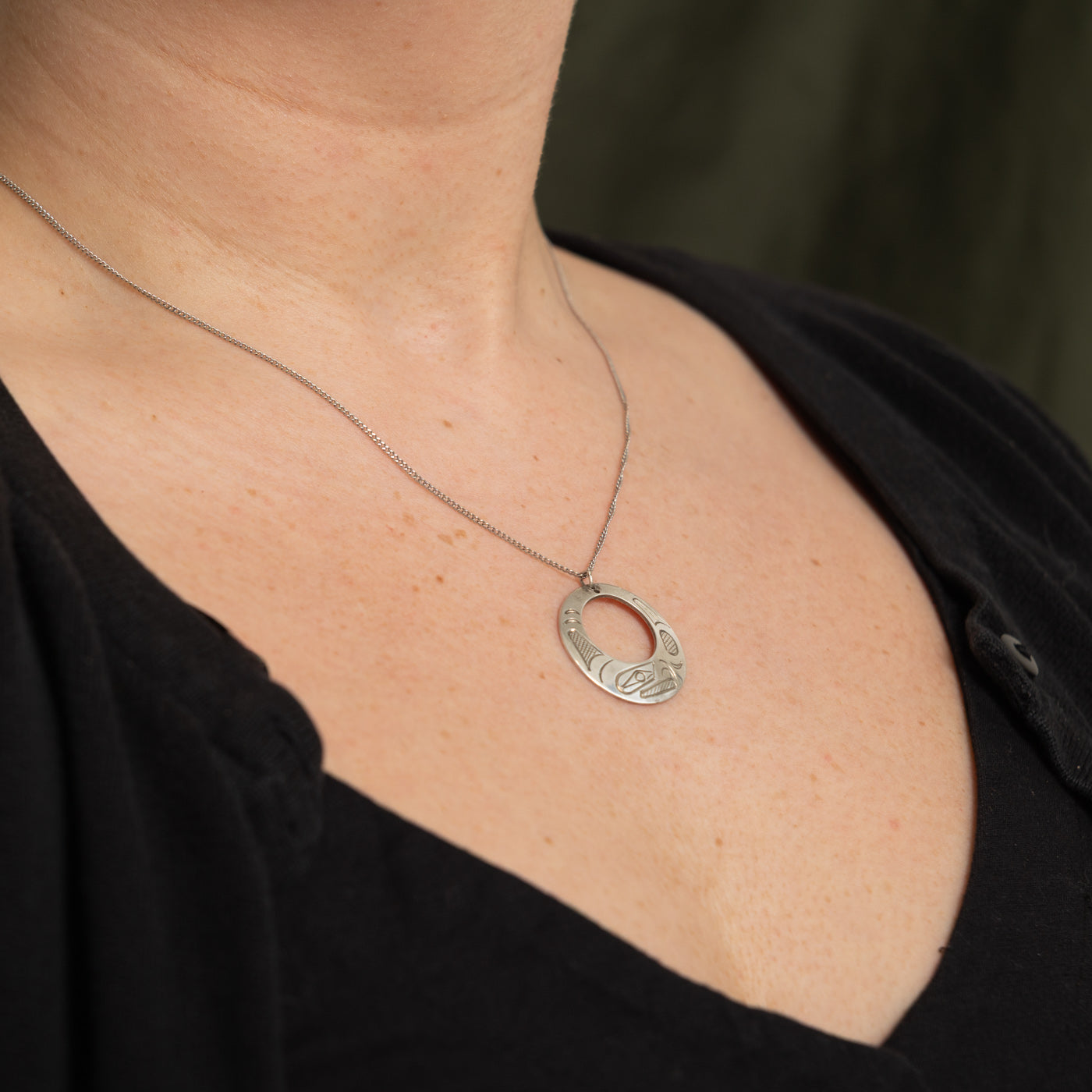 'Corrine Hunt' Sterling Silver Indigenous Carved Eagle Pendant