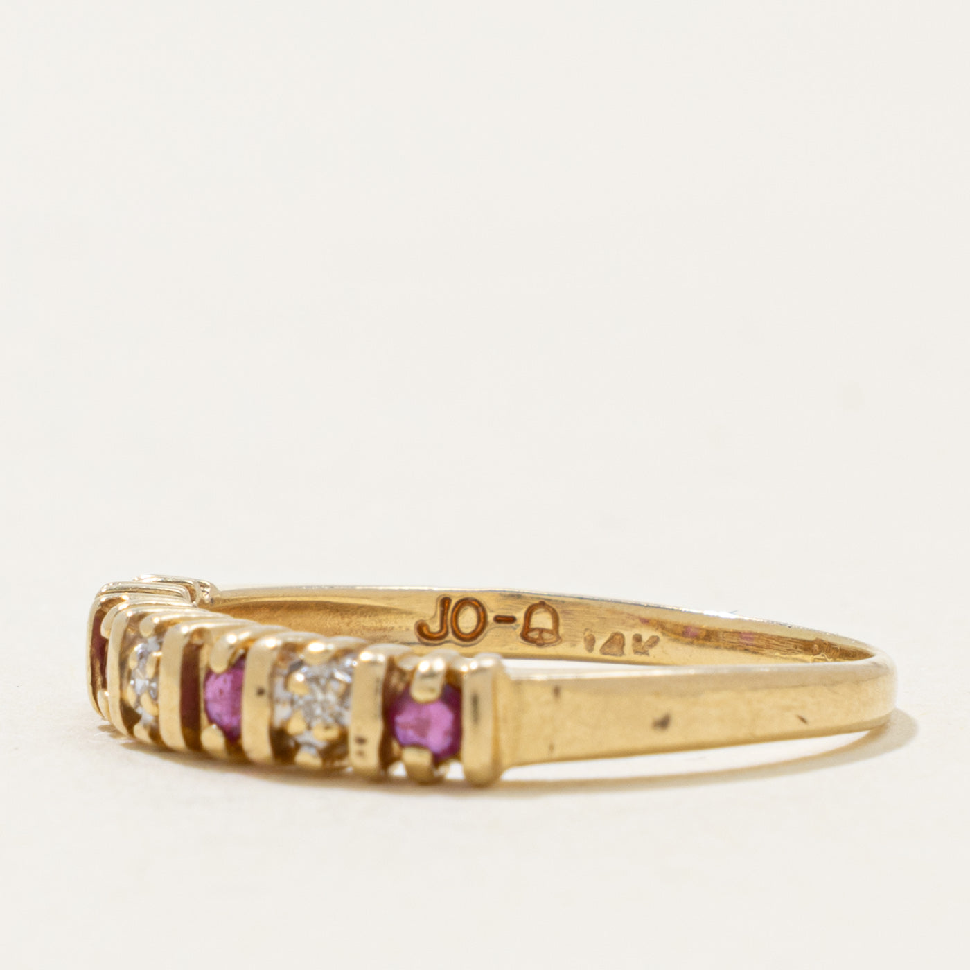 Semi Eternity Ruby & Diamond Ring | 0.15ctw, 0.03ctw | SZ 8.25