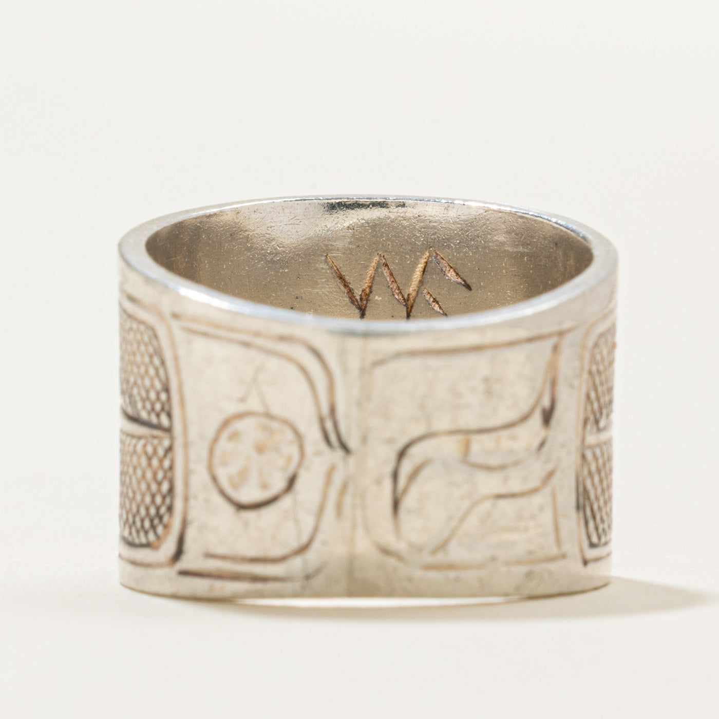 Sterling Silver & 14k Indigenous Carved Eagle Ring | SZ 3.5