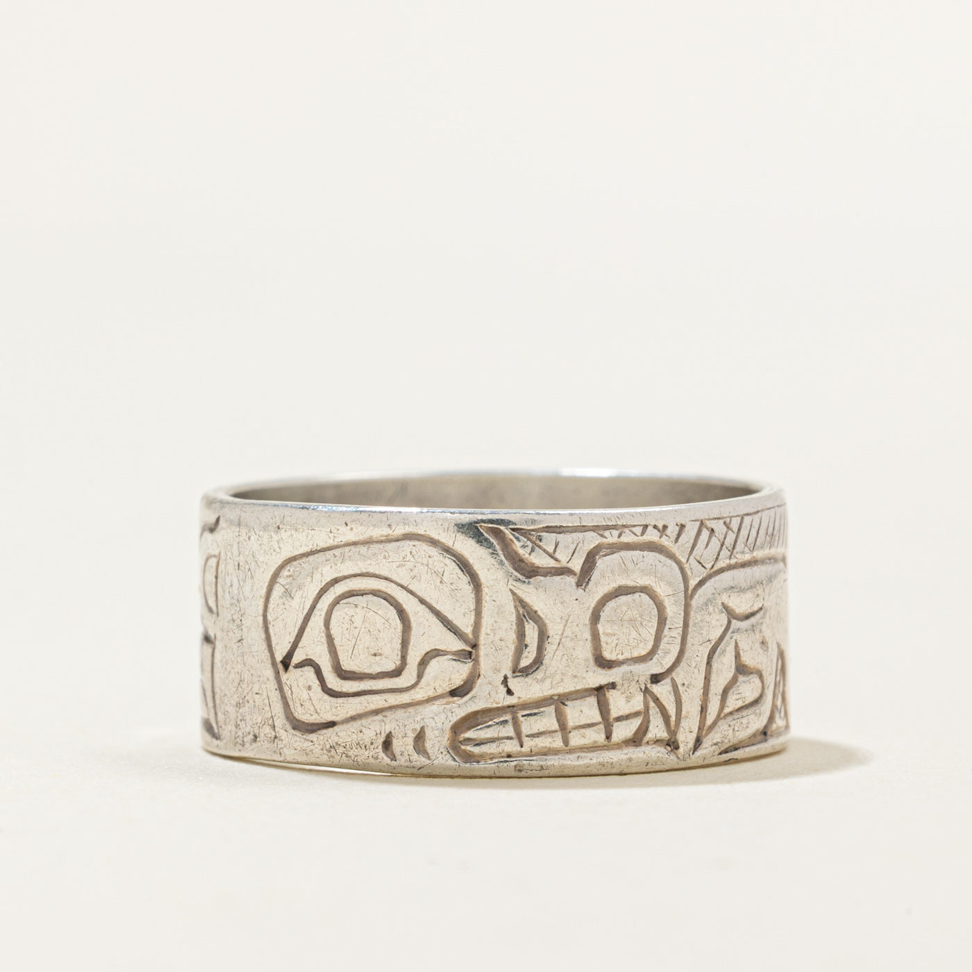 Sterling Silver Indigenous Bear Ring | 8.4mm | SZ 6.5