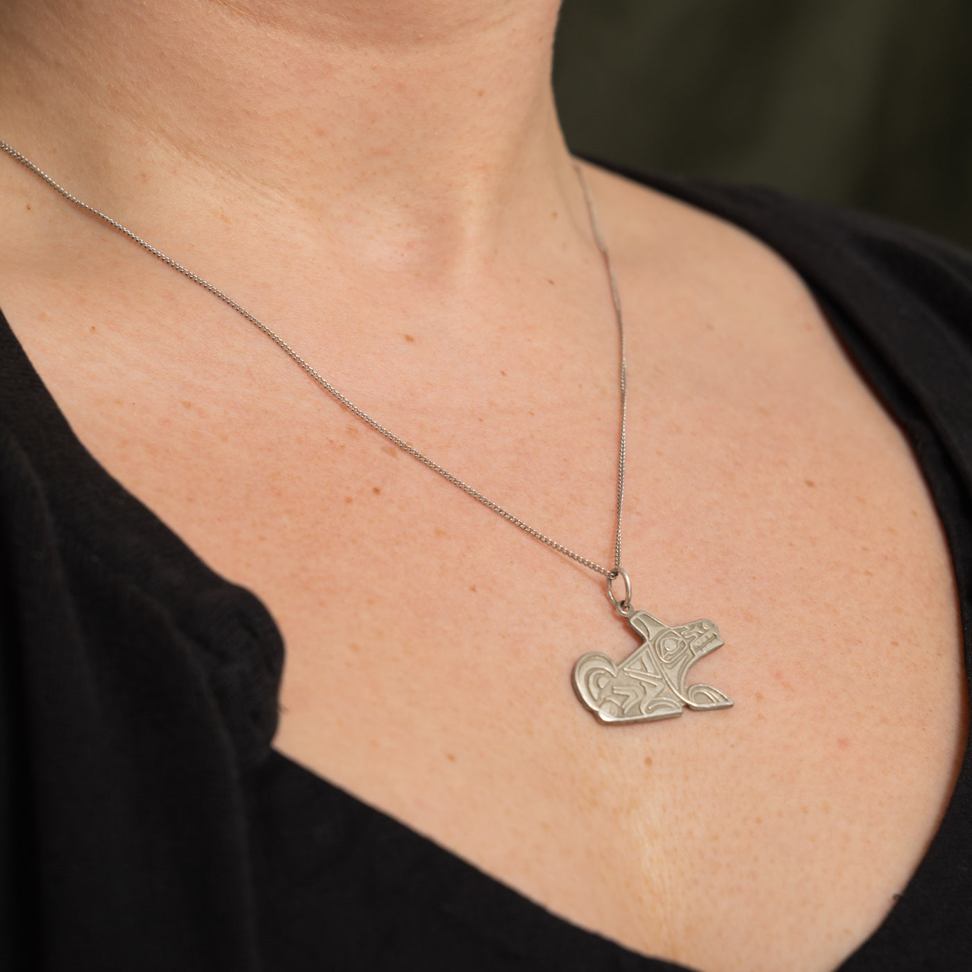 Sterling Silver Indigenous Wolf Pendant