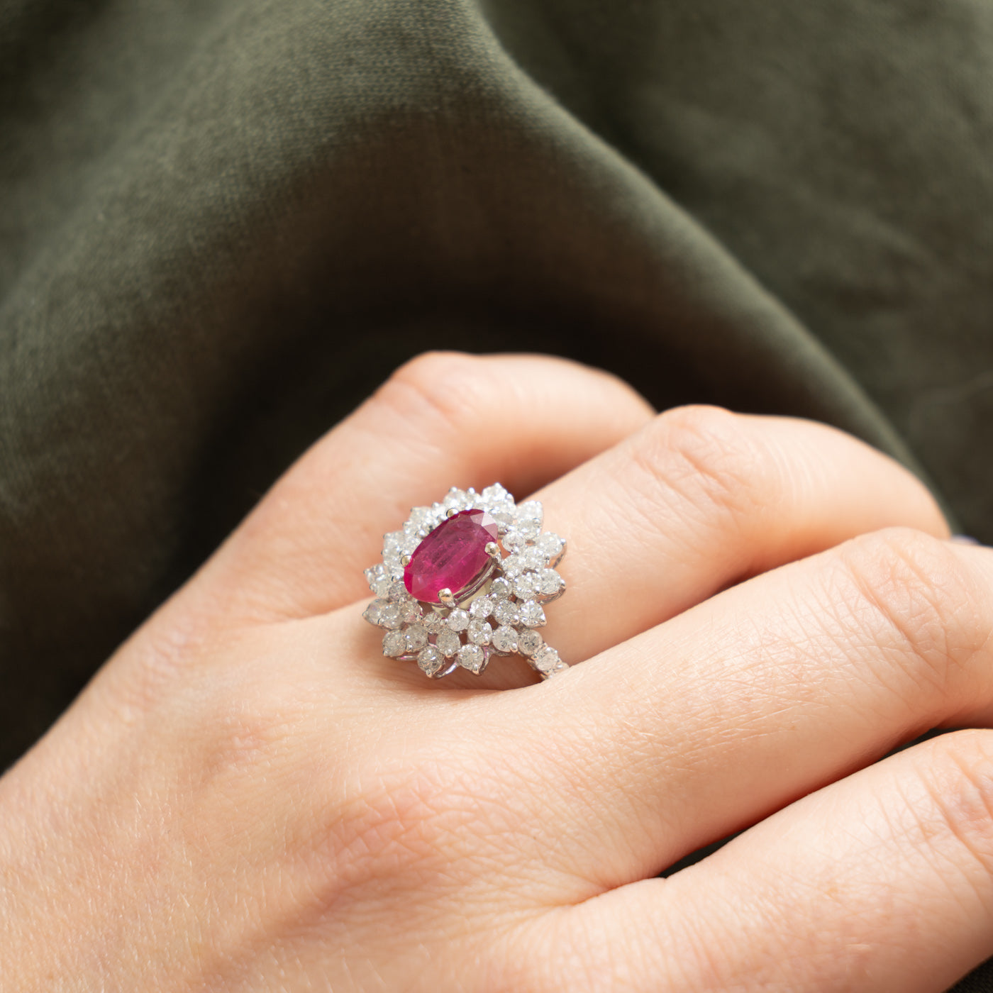 GIA Unheated Ruby & Diamond Ring | GIA 1.84ct, 1.47ctw | SZ 6.75