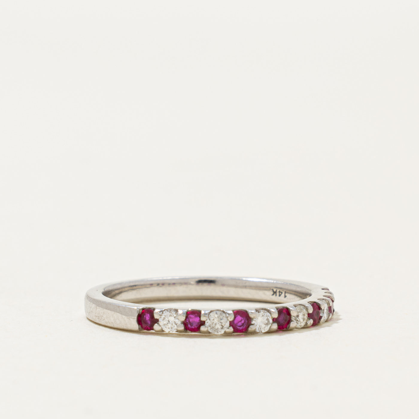 14k Semi Eternity Ruby & Diamond Ring | 0.18ctw, 0.18ctw | 2.00mm | SZ 7.25