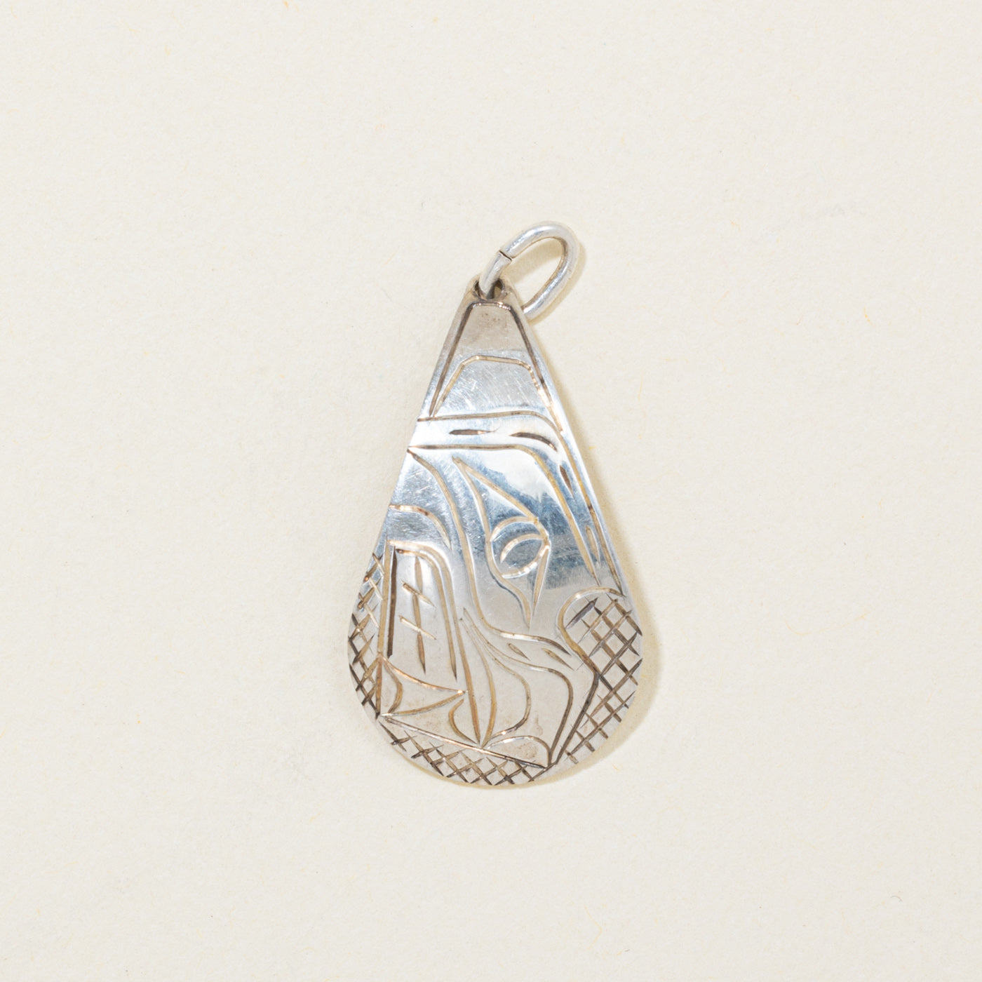 Sterling Silver Indigenous Carved Orca Pendant