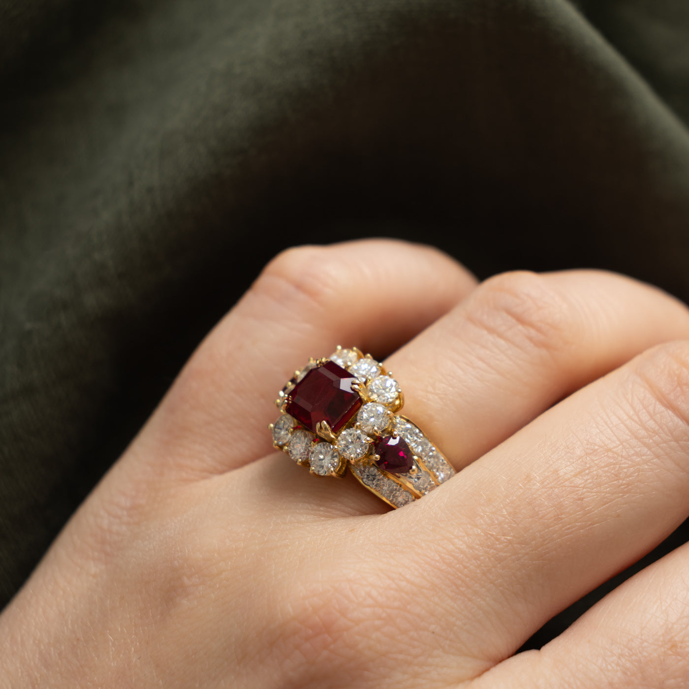 GIA Ruby & Diamond Cocktail Ring | GIA 3.76ct, 0.90ctw, 2.28ctw | Sz 6