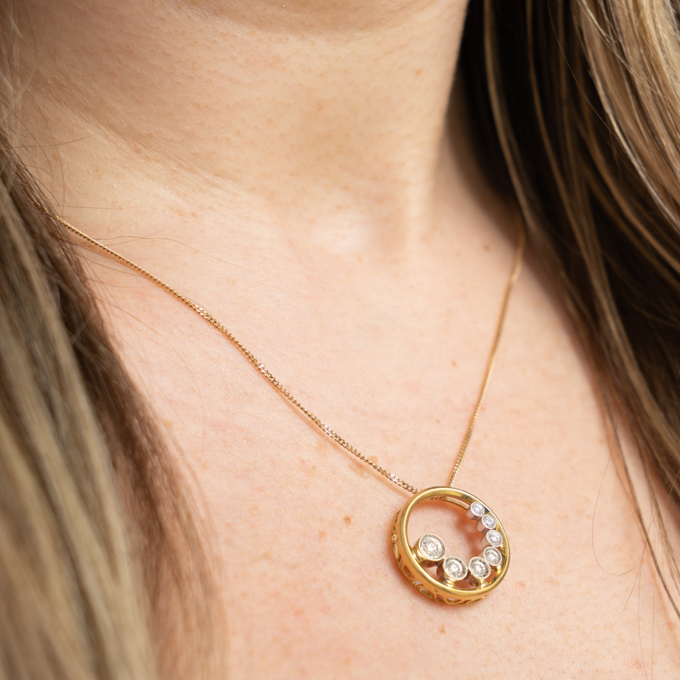 18k Diamond Journey Circle Pendant | 0.43ctw