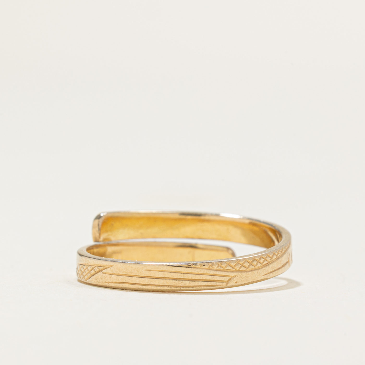 14k Yellow Gold Indigenous Carved Eagle Bypass Ring | SZ 4.25