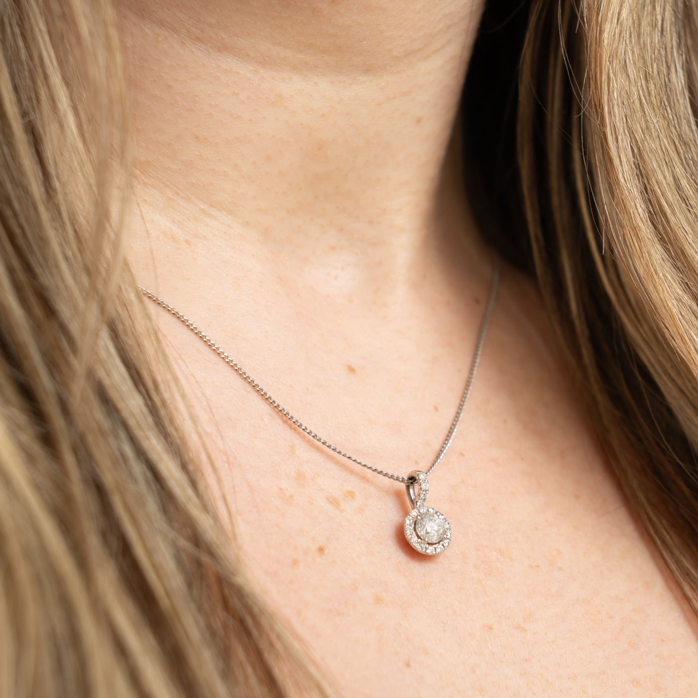 14k Diamond Halo Pendant | 0.77ctw