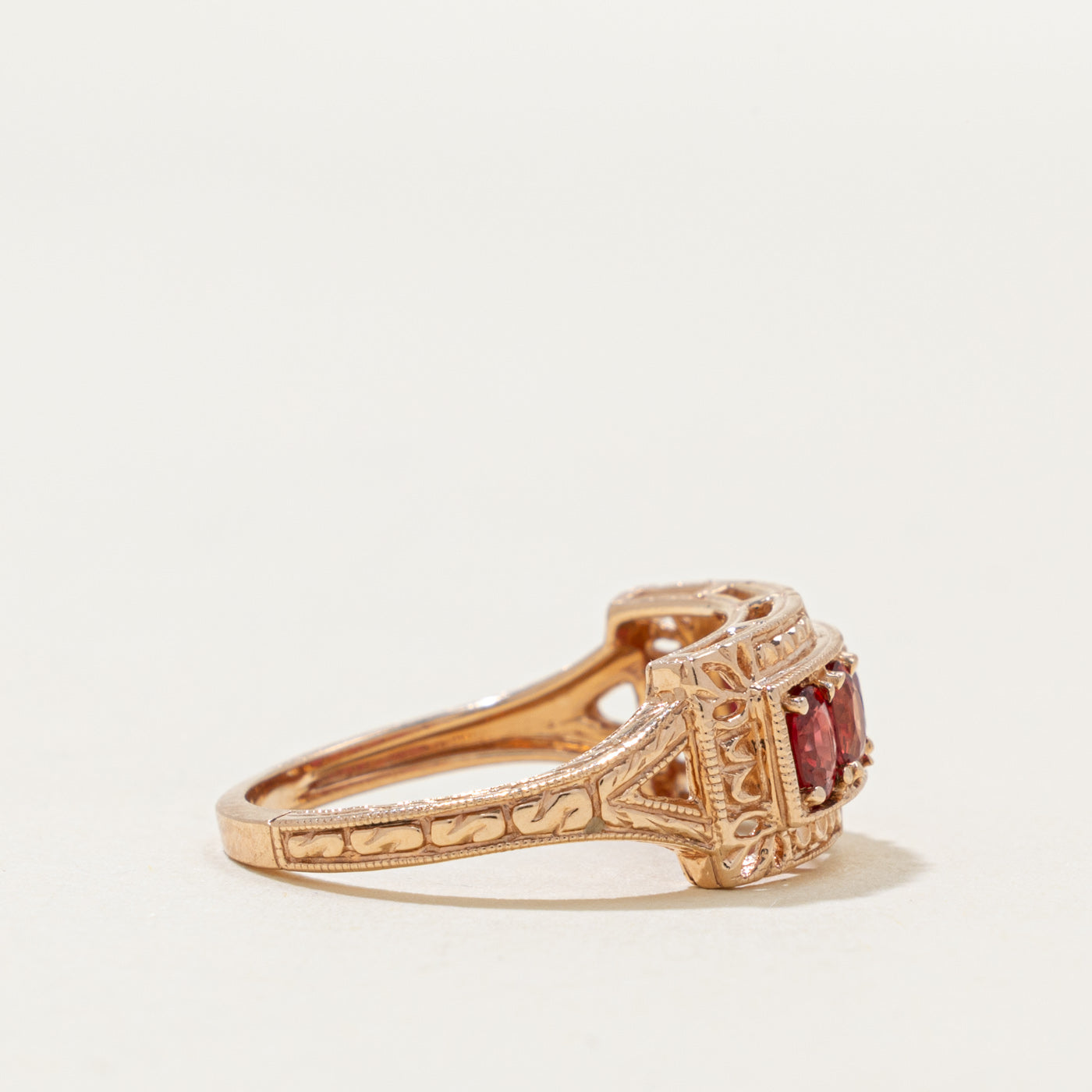 14k Five Stone Red Sapphire Textured Ring | 0.85ctw | SZ 7.25