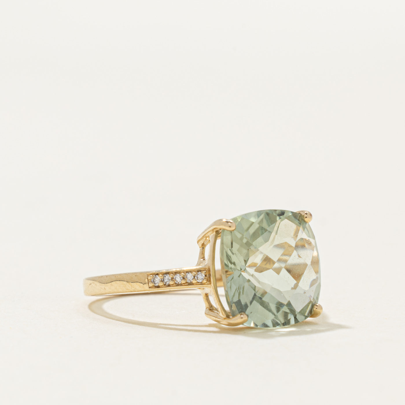 ‘Effy’ 14k Prasiolite & Diamond Ring | 4.00ct, 0.02ctw | SZ 7.25