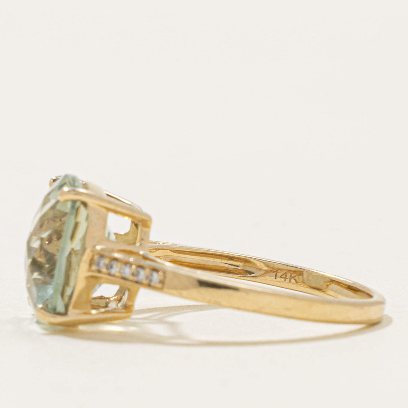‘Effy’ 14k Prasiolite & Diamond Ring | 4.00ct, 0.02ctw | SZ 7.25
