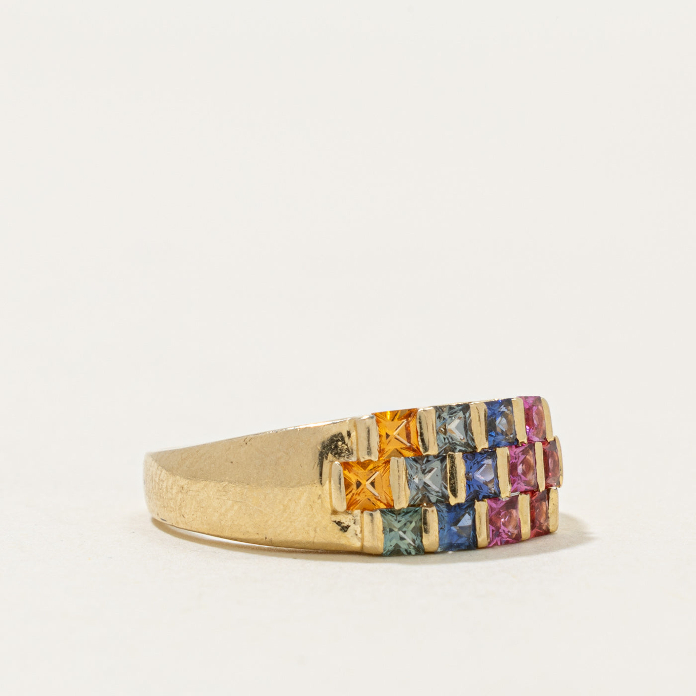 14k Multicolor Channel Set Sapphire Ring | 0.70ctw | SZ 7