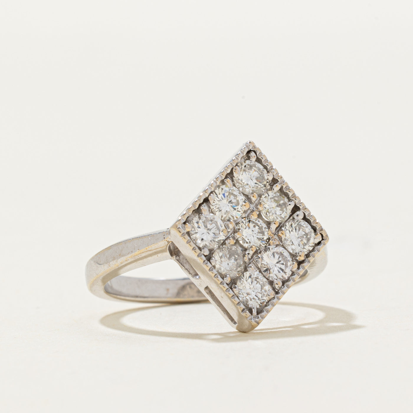 14k Diamond Grid Navette Ring | 0.77ctw | SZ 5.75