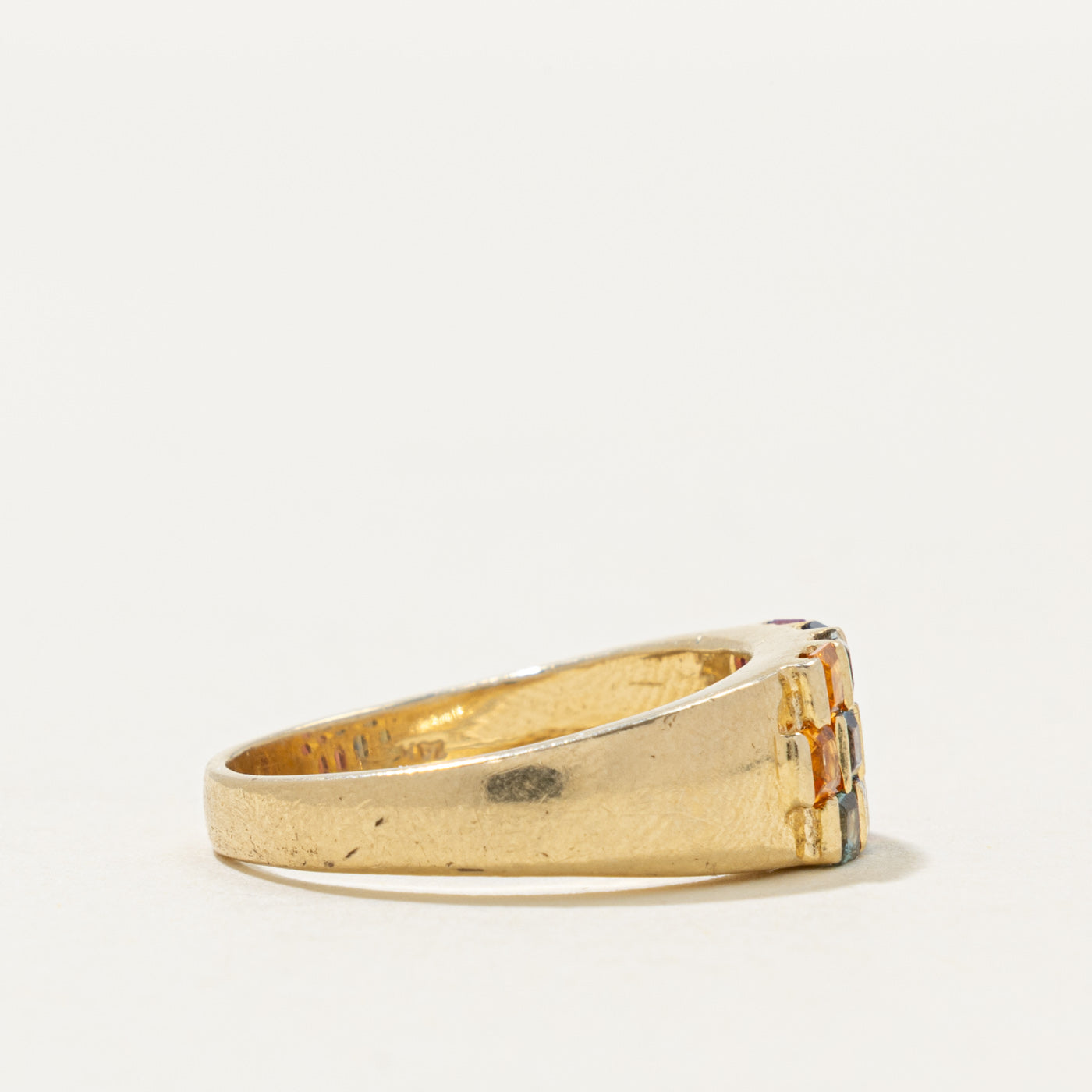 14k Multicolor Channel Set Sapphire Ring | 0.70ctw | SZ 7