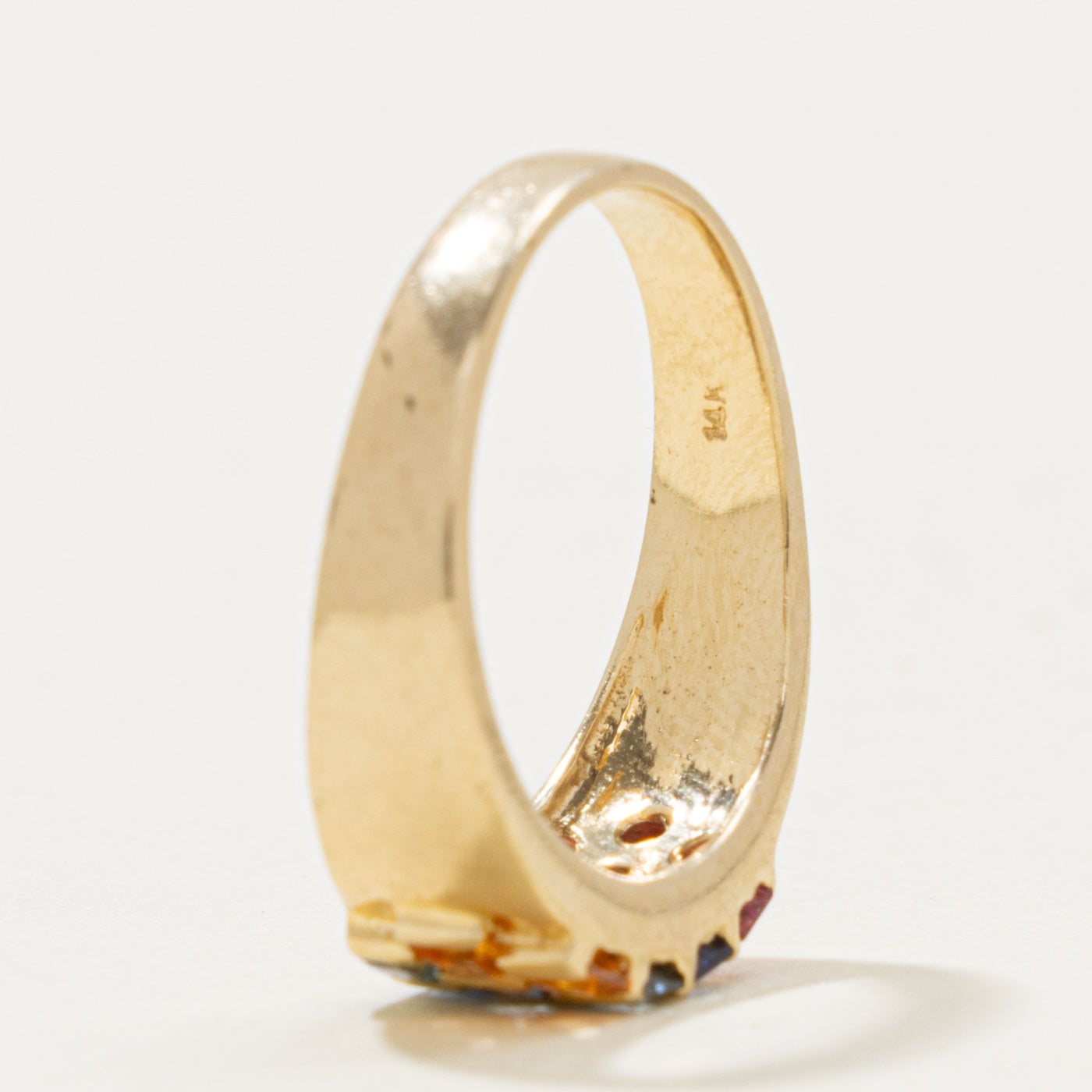 14k Multicolor Channel Set Sapphire Ring | 0.70ctw | SZ 7