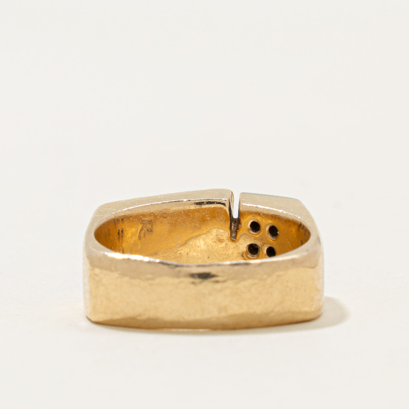 14k Lapis & Diamond Geometric Signet Ring | 0.35ct, 0.12ctw | SZ 6