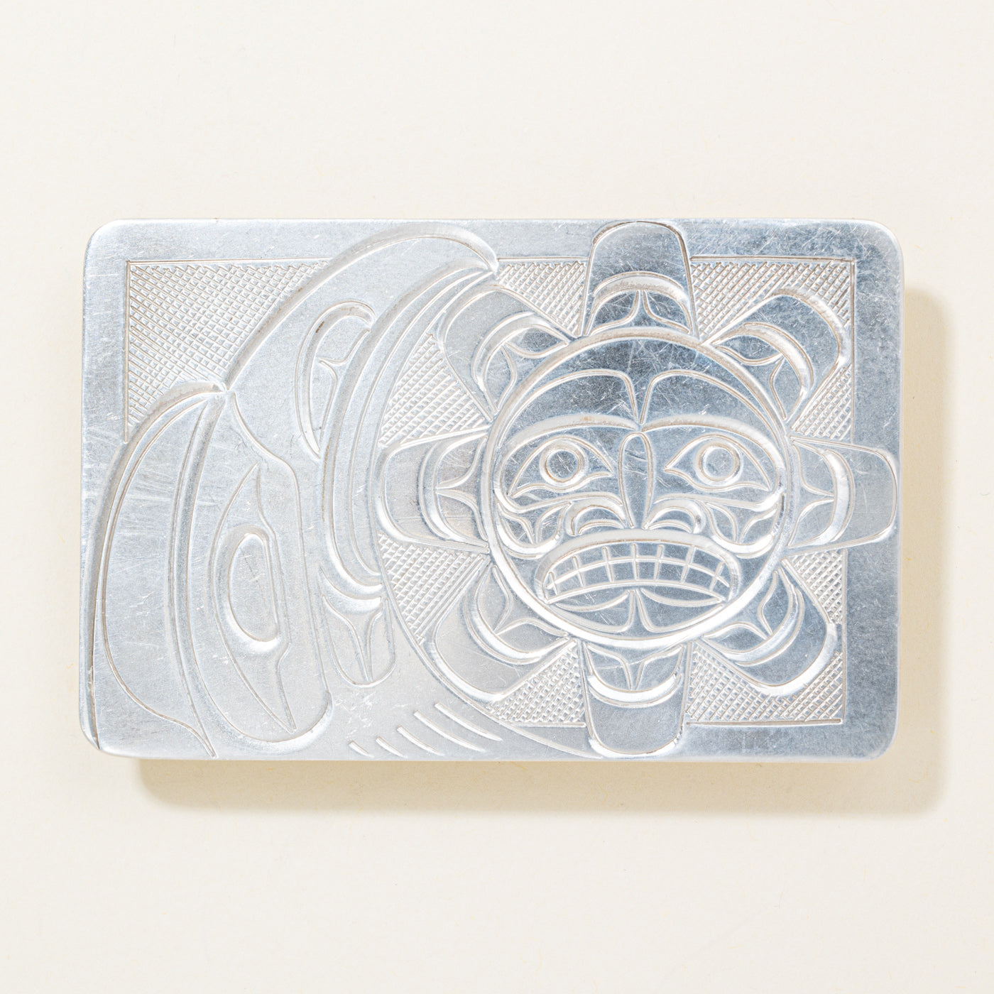 Sterling Silver Indigenous Carved Eagle & Sun Belt Buckle