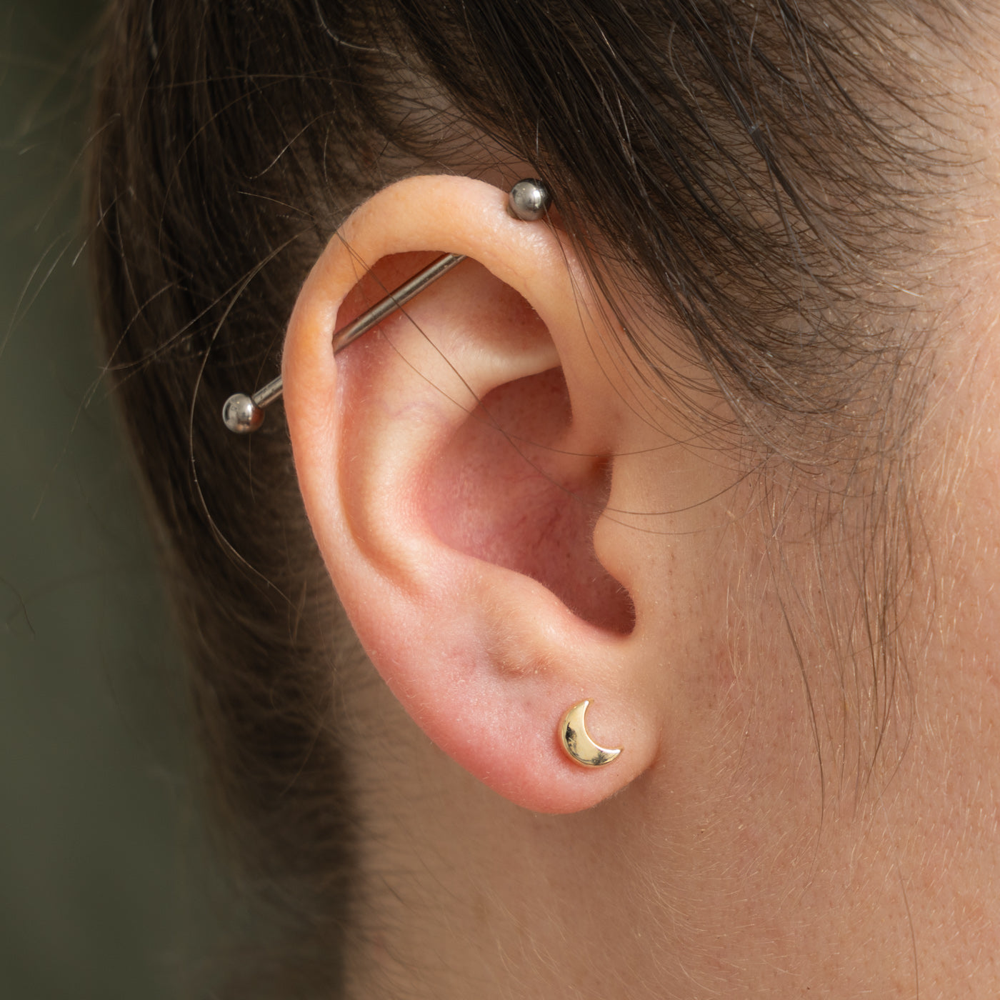 '100 Ways' 10k Yellow Gold Crescent Moon Studs