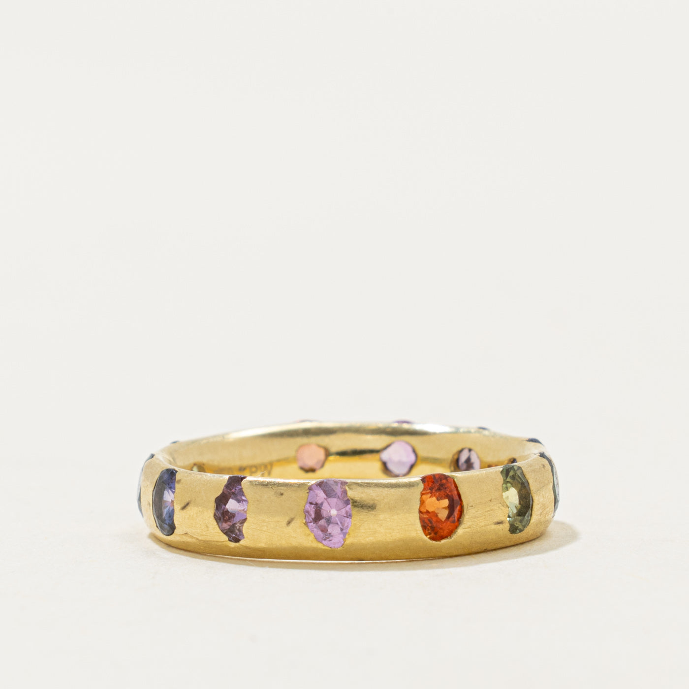 18k Eternity Flush Set Multi Colour Synthetic Sapphire Band | 1.40ctw | 4.00mm | SZ 5.25