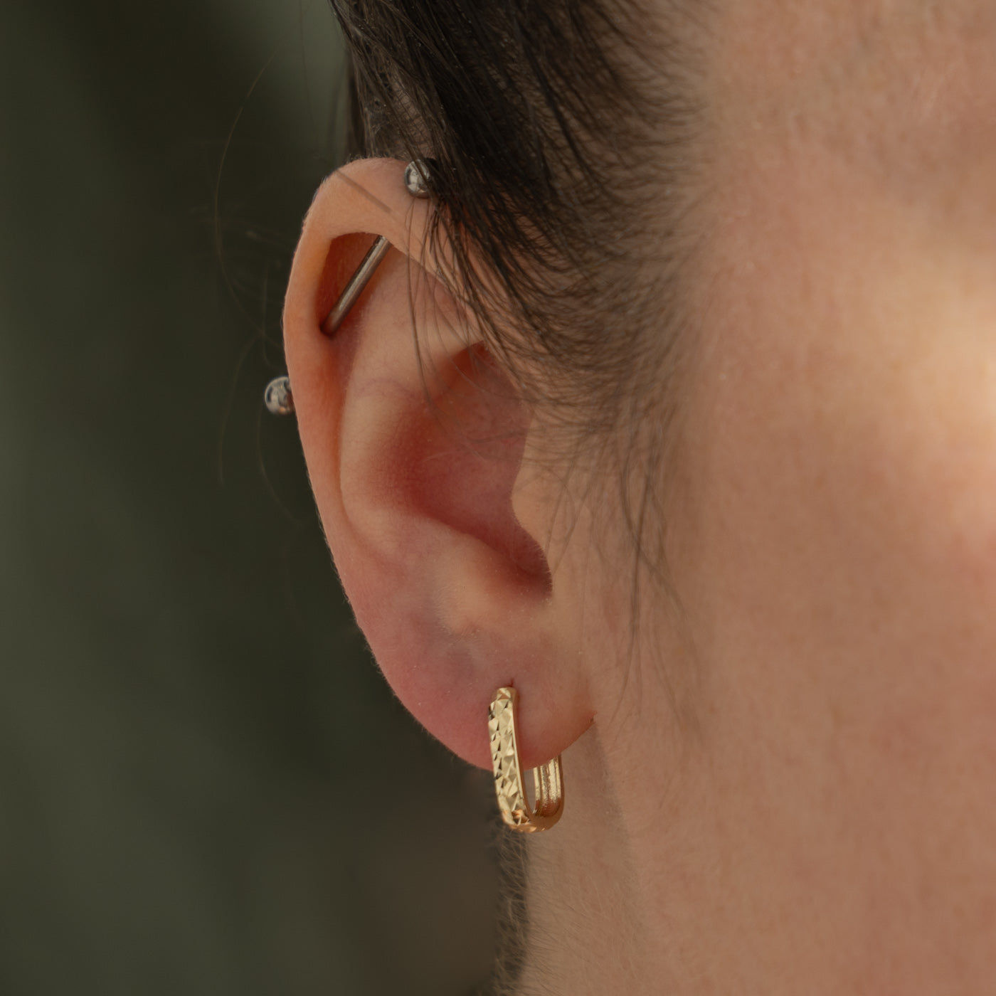 '100 Ways' 10k Yellow Gold Diamond Cut Hoops
