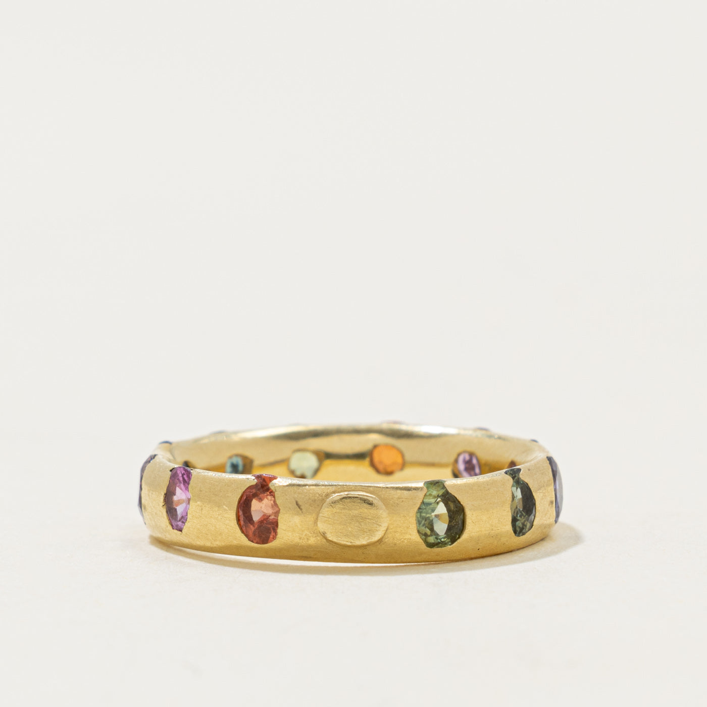 18k Eternity Flush Set Multi Colour Synthetic Sapphire Band | 1.40ctw | 4.00mm | SZ 5.25