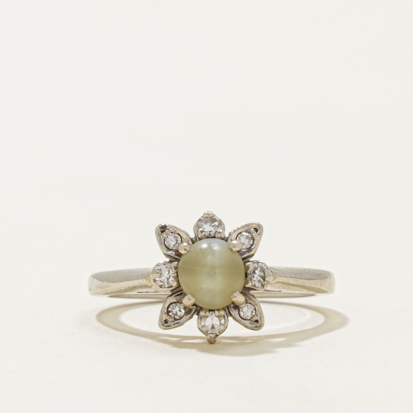 14k Chrysoberyl & Diamond Floral Ring | 0.90ct, 0.10ctw | SZ 4.5