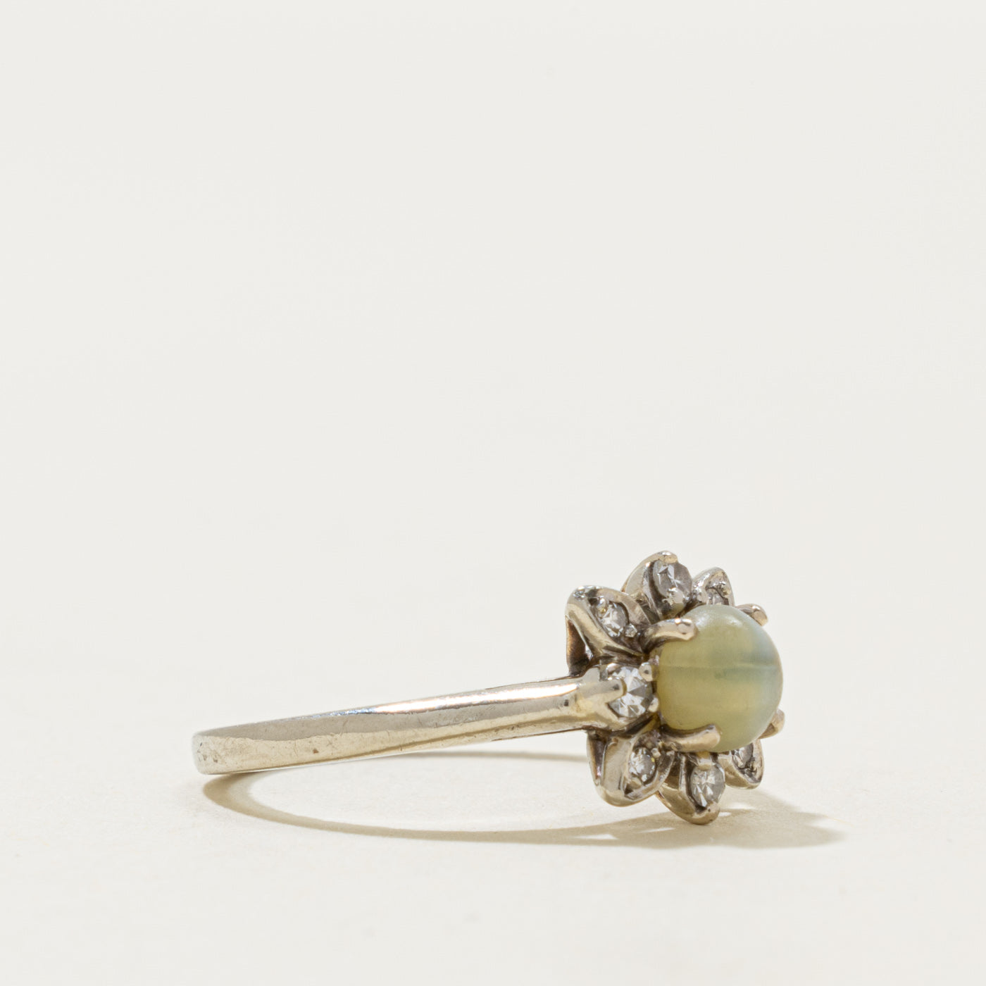 14k Chrysoberyl & Diamond Floral Ring | 0.90ct, 0.10ctw | SZ 4.5
