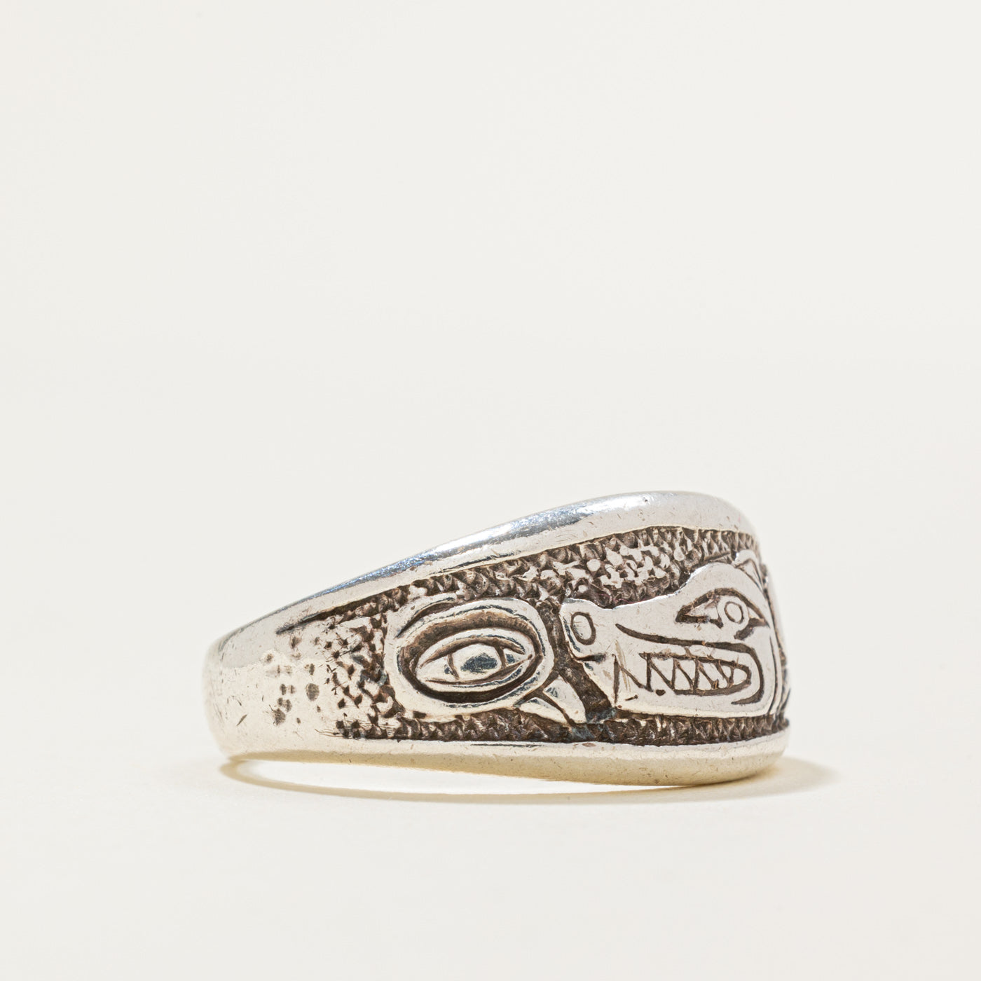 Sterling Silver Indigenous Bear Ring | SZ 9.5