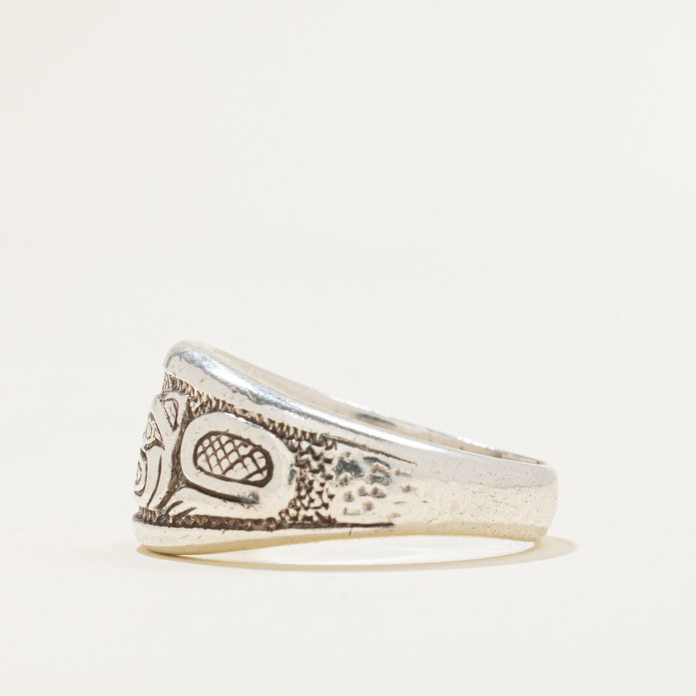 Sterling Silver Indigenous Bear Ring | SZ 9.5