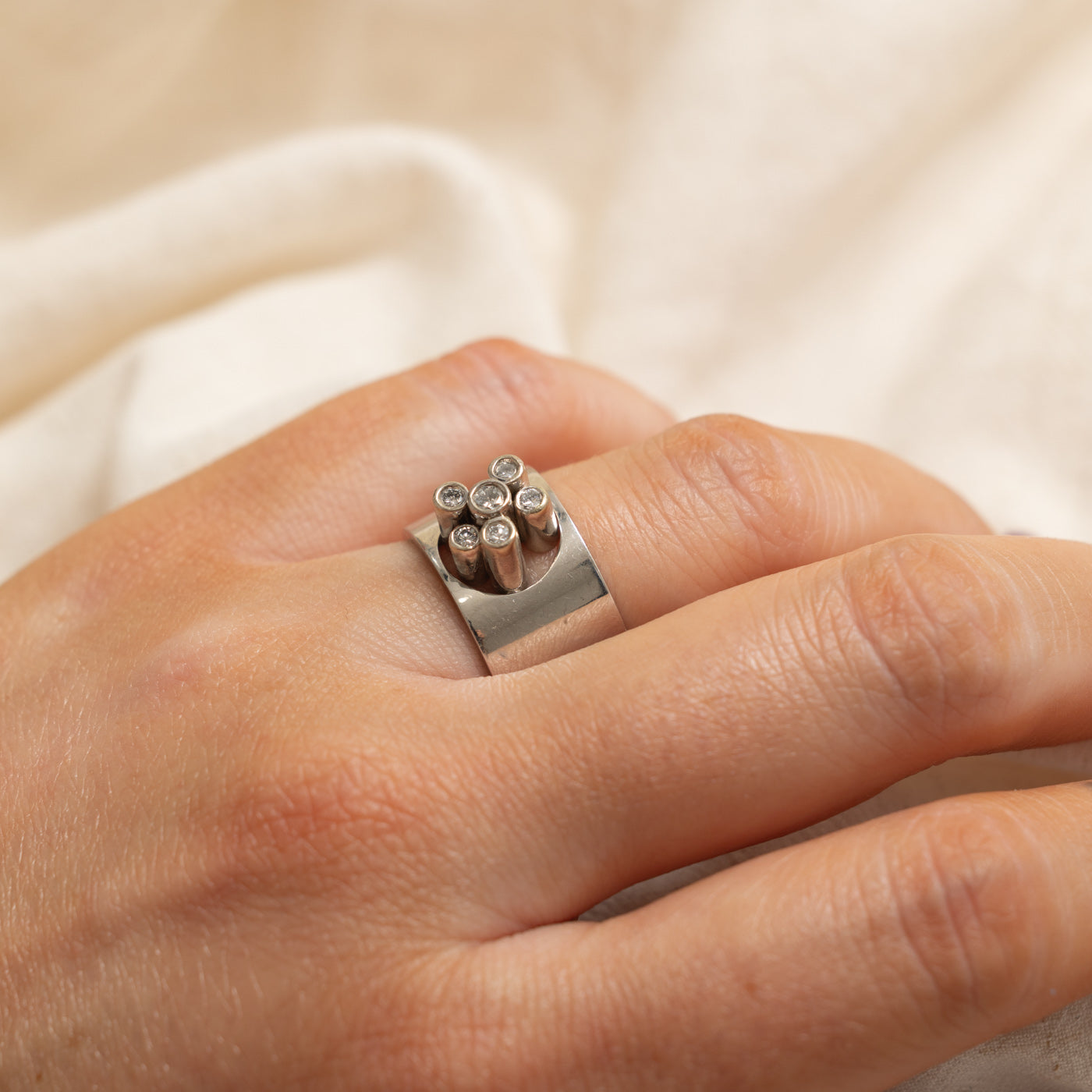 ‘Stittgen’ 18k Diamond Cluster Chunky Ring | 0.17ctw | SZ 7