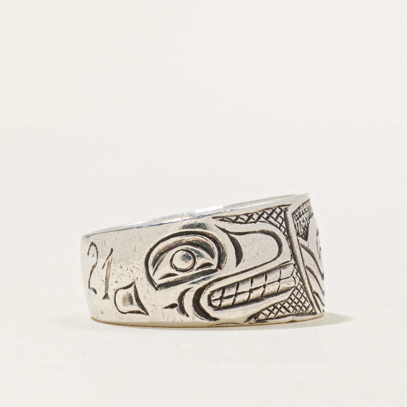 Sterling Silver Indigenous Crest Ring | SZ 6.75