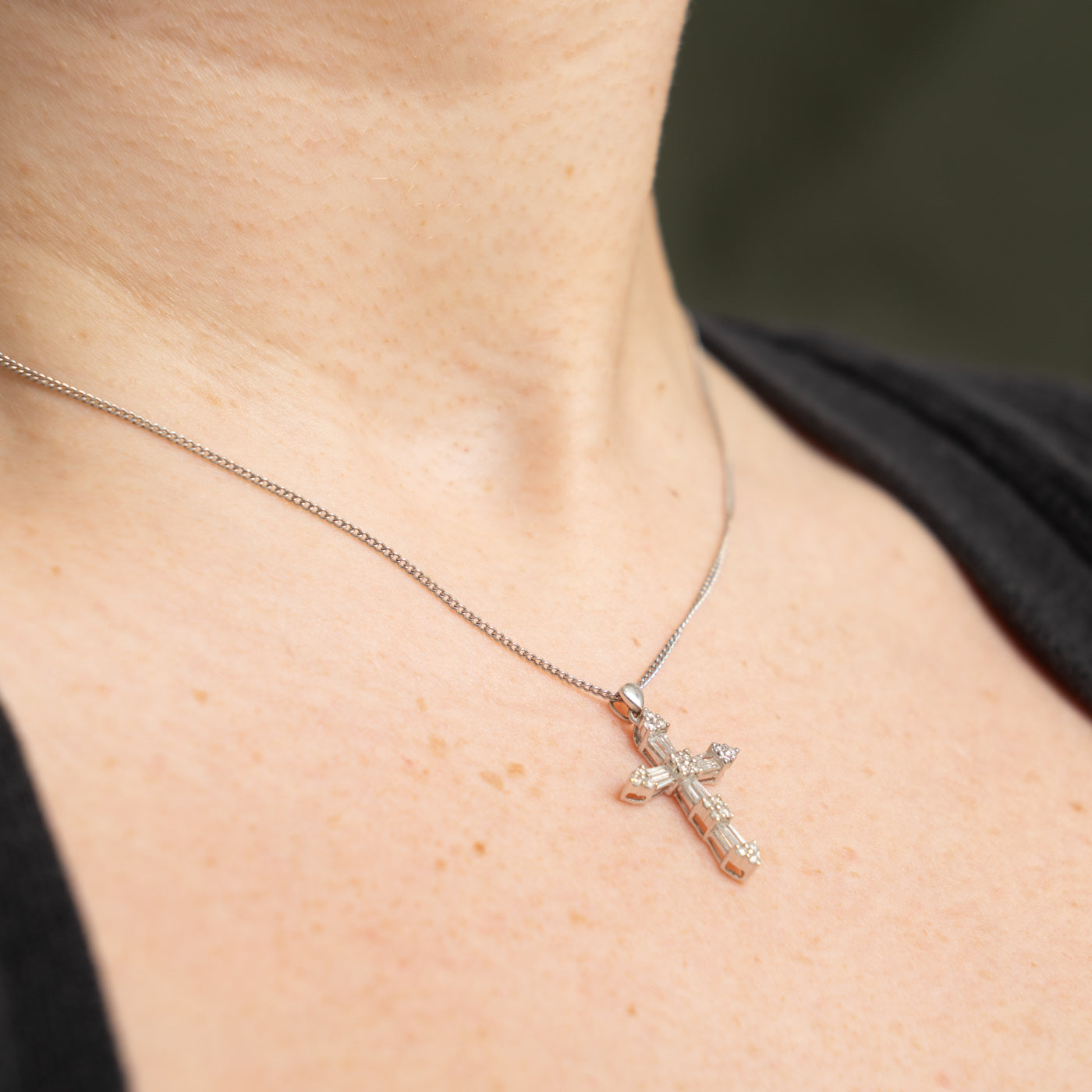18k Multi Cut Diamond Cross Pendant | 0.50ctw