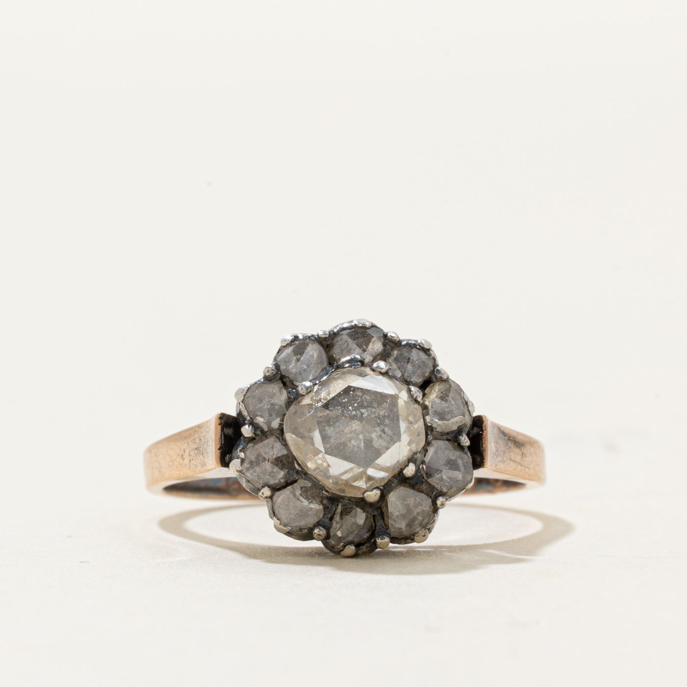 Antique Synthetic Ruby & Rose Cut Diamond Ring | 0.5ctw, 0.8ctw | SZ 5.75