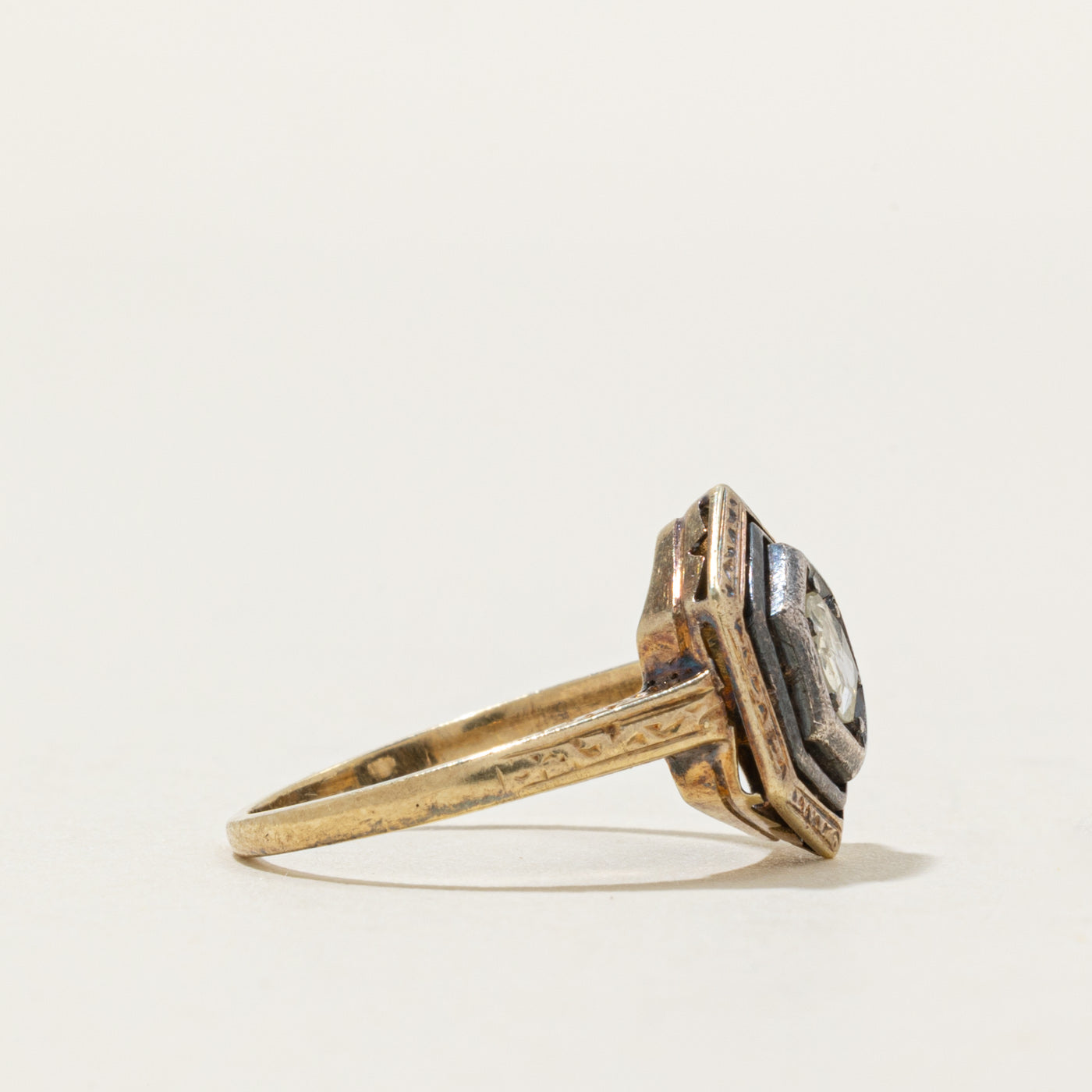 Victorian Rose Cut Diamond Hexagon Ring | 0.25ct SI2 G/H | SZ 6