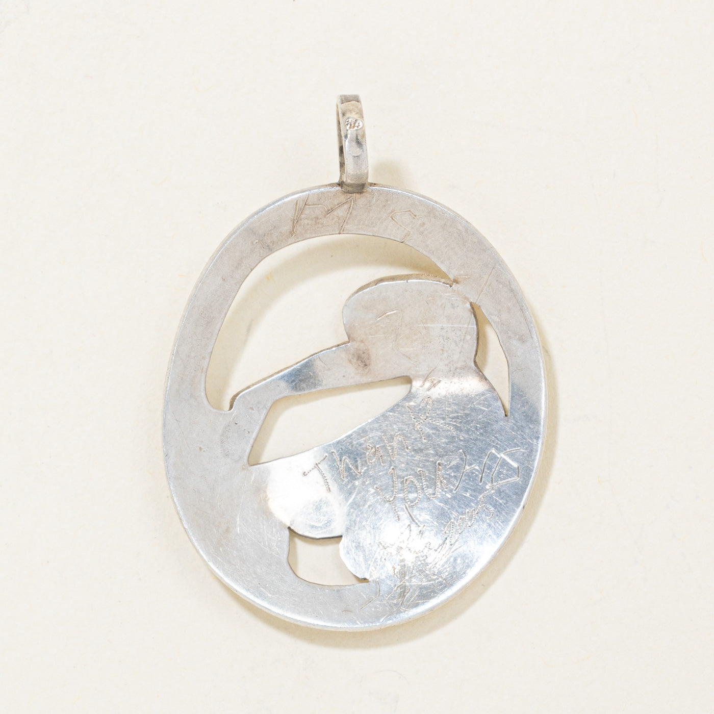 Sterling Silver & 14K Gold Indigenous Carved Hummingbird Pendant