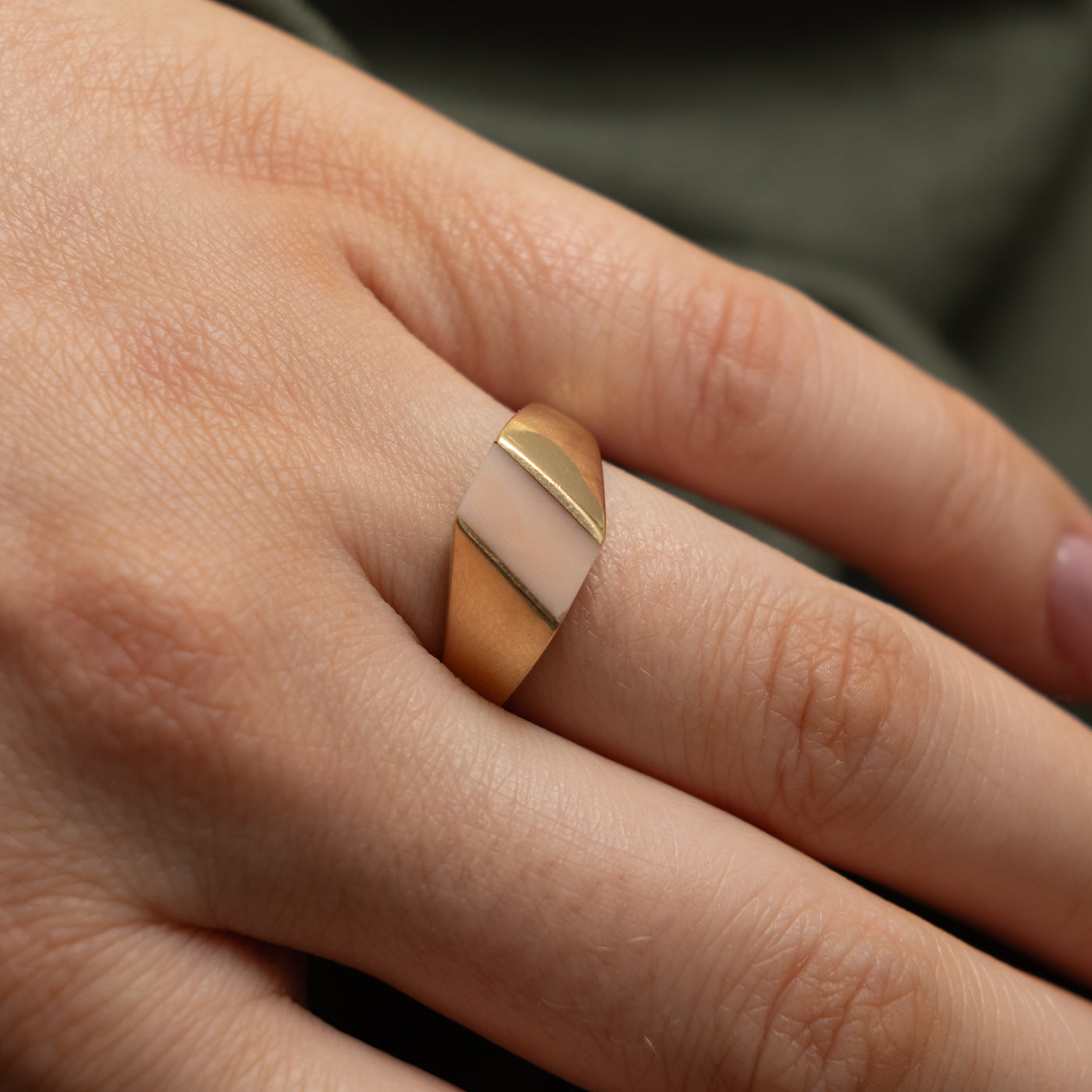 14k Coral Geometric Ring | 0.70ct | SZ 7
